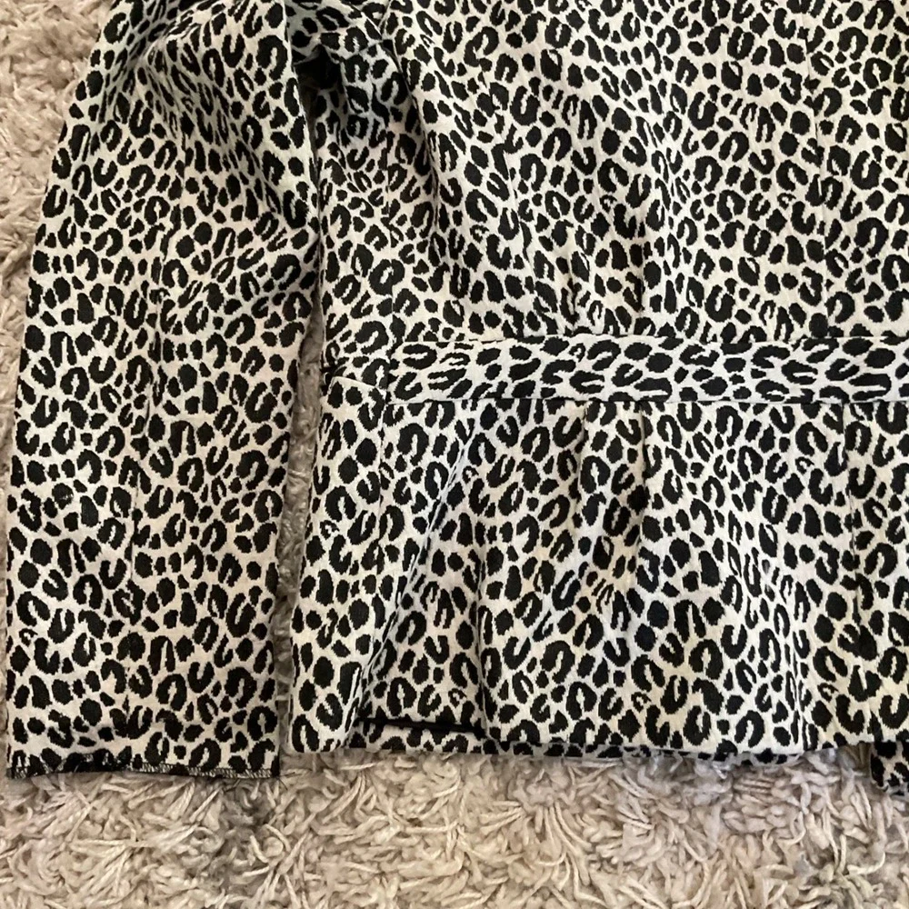 Notations‎ Petite Womens Leopard Print Blazer Black White Zipper Pockets PL